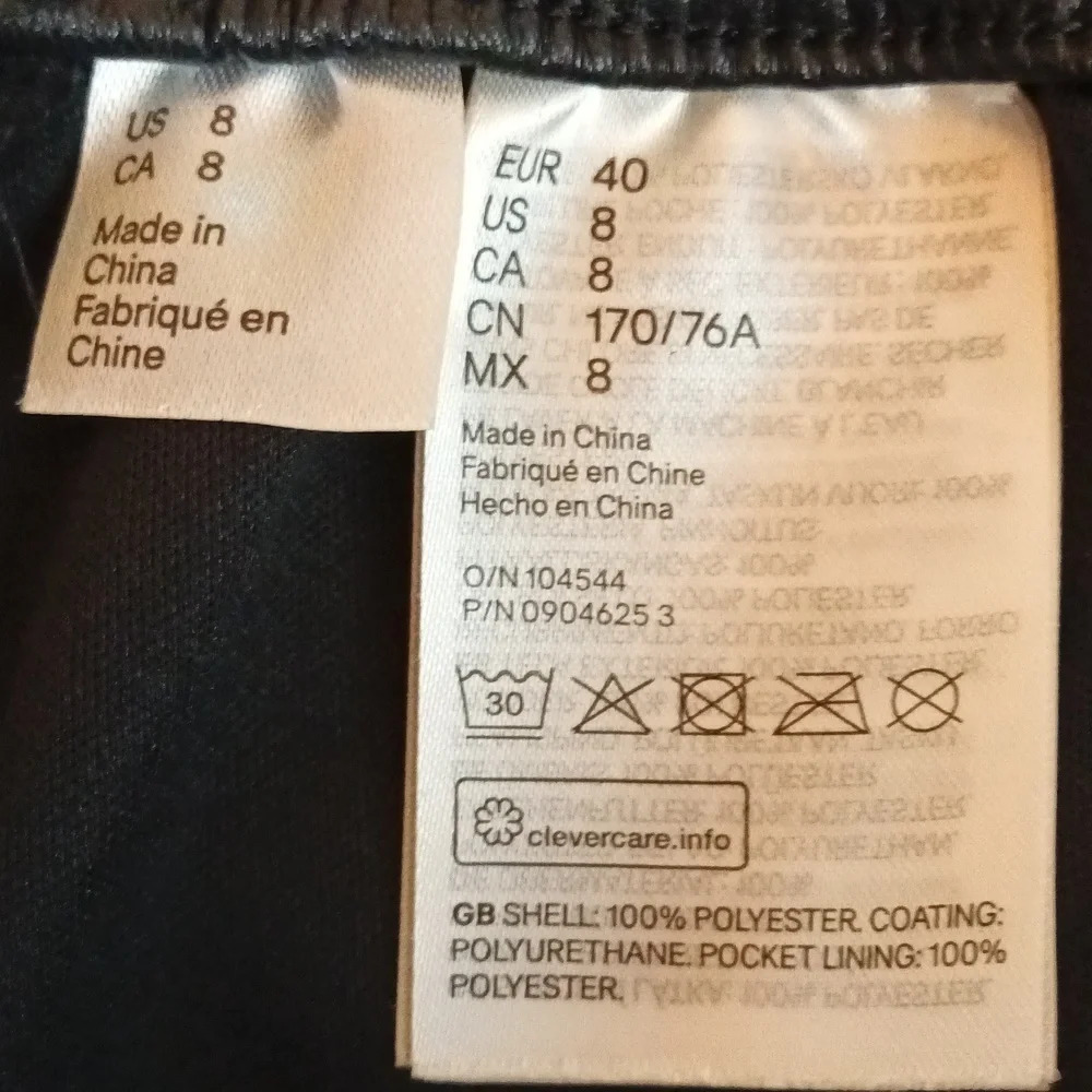 H&M Divided high rise elastic waist faux leather black jogger draw string size 8 - Picture 7 of 10